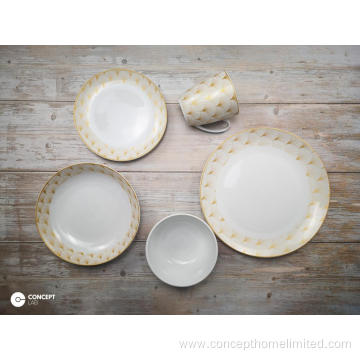 Porcelain dinner set real-gold decal